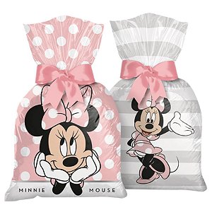 Sacola Plastica - Minnie Mouse Rosa   - 8 unidades - Regina - Rizzo