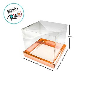 Caixa Para Bolo Pvc Base Cobre Texturizada - 17x20x17cm - 5 unidades - Assk - Rizzo