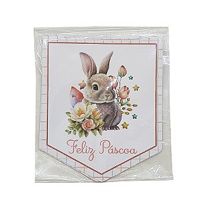 Tag - Feliz Páscoa Branco 13cm - 5 unidades - Rizzo