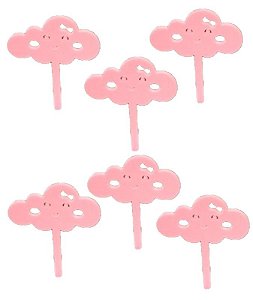 Pick Decorativo - Nuvem - Rosa - 6UN - Ref 1678 - Vivarte - Rizzo