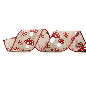 Fita Decorativa Aramada - Cogumelo Vermelho - 6,3x914cm   - 1 unidade - Cromus - Rizzo
