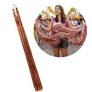 Chicote Metalizado Franja Carnaval 80cm - Rose Gold - 1 unidade - Rizzo
