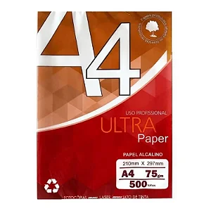 Papel Sulfite A4 Branco 500 Folhas 210x297mm 75gm Ultra Paper - 1 Unidade - Rizzo