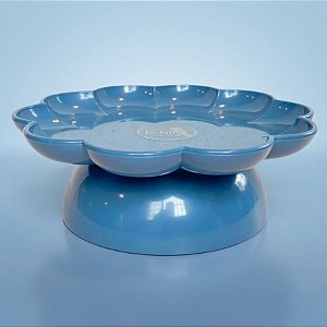 Bandeja Flower Com Pé - 205mm - Azul Gris - 1 unidade - Só Boleiras - Rizzo