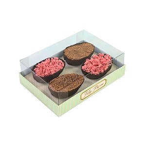 Caixa Degustação Para 4 Mini Ovos De 50g - Quinn Verde - 15,8x10,6x6cm - 6 unidades - Cromus - Rizzo