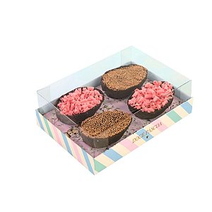 Caixa Degustação Para 4 Mini Ovos De 50g - Doce Páscoa - 15,8x10,6x6cm - 6 unidades - Cromus - Rizzo