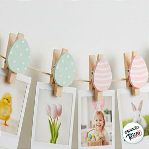 Mini Prendedor Decorativo De Páscoa - Ovo de Páscoa Rosa e Verde - 4,5cm - 6 unidades - Cromus - Rizzo