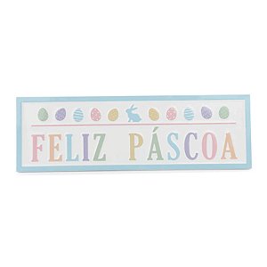 Placa Decorativa De Metal De Páscoa - Feliz Páscoa - 60x20,5cm - 1 unidade - Cromus - Rizzo