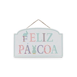 Placa Decorativa De Metal De Páscoa - Feliz Páscoa - 42x25cm - 1 unidade - Cromus - Rizzo