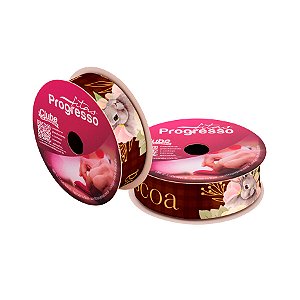 Fita de Cetim 10m x 22mm - Cor 202 - Feliz Páscoa Clássico Marrom - Rolo 10 metros  - 1 unidade - Progresso - Rizzo