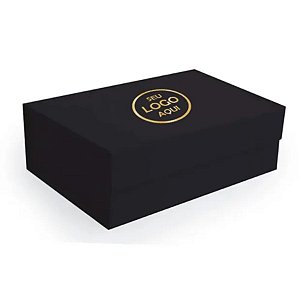 Caixa de Papel Rígido Personalizada com Logo Dourado - Retangular Preto com Ímã - 1 unidade - Cromus - Rizzo