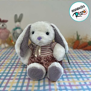 Coelha de Pelúcia Branco e Roxo com Saia Rose - 30cm - 1 unidade - Rizzo