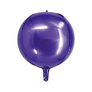 Balão de Festa Metalizado 14" 36cm - Redondo 4D Roxo - 1 unidade - Silver Festas - Rizzo
