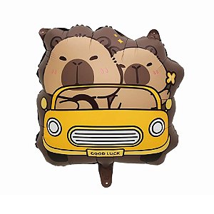 Balão De Festa Metalizado 20" 46x52cm - Capivara Dirgindo - 1 unidade - Rizzo