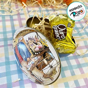 Ovo de Metal Papai Coelho com Cesto - 1 unidade - Rizzo