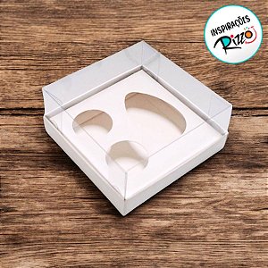 Caixa Ovo com 2 Brigadeiros - Meio Ovo de 50g -10,4x10,4x4,6cm - Branco  - 5 unidades - Assk - Rizzo