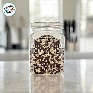 Pote Com Fundo Quadrado Plástico Com Tampa - 6,5cmx9cm - 6 unidades - Rizzo