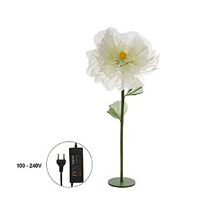 Flor de LED Para Decoração Com Movimento - Branco e Verde  - 1,8mx60x60cm - 1 unidade - Rizzo