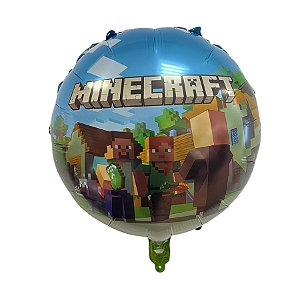 Balão de Festa Microfoil 32cm - Minecraft - 1 unidade - Rizzo