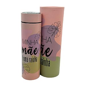 Garrafa Térmica Roxo com Termômetro - Minha Mãe é uma Rainha - 410ml - 1 unidade - Rizzo