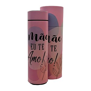 Garrafa Térmica Roxo com Termômetro - Mãe Eu te Amo - 410ml - 1 unidade - Rizzo
