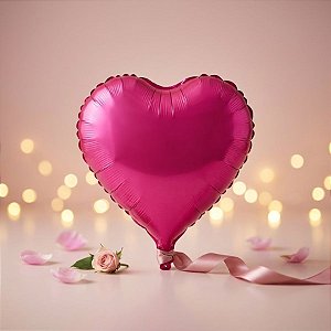 Balão de Festa Metalizado 18"45cm - Coração Pink - 1 unidade - Partiufesta - Rizzo