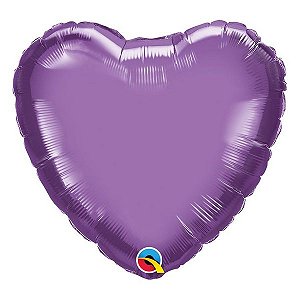 Balão de Festa Microfoil 18" 45cm - Coração Chrome Roxo - 01 Unidade - Qualatex - Rizzo Balões