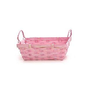 Cesta de Bambu Retangular - Rosa - 22cm - 1 unidade - Cromus - Rizzo
