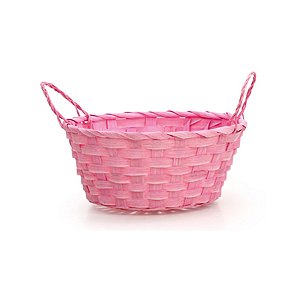 Cesta de Bambu Oval - Rosa - 23cm - 1 unidade - Cromus - Rizzo