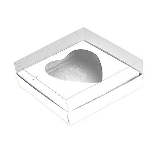 Caixa Coração de Colher - Meio Coração de 500g - Branco - 20,5 x 17 x 6,5 cm - 5 un - Assk Rizzo Confeitaria