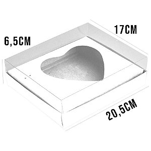 Caixa para Meio Ovo Coração 500g - Branca - 20,5x17x6,5cm - 5 unidades - Assk Rizzo Confeitaria