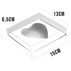 Caixa para Meio Ovo Coração 250g - Branco - 15x13x6,5cm - 5 unidades - Assk Rizzo