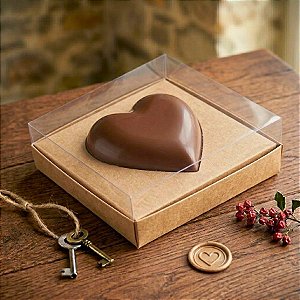 Caixa para Meio Ovo Coração 250g - Kraft - 15x13x6,5cm - 5 unidades - Assk Rizzo