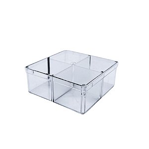 Caixa Acrilica Transparente Quadrada com Divisórias - 7x7cm - 10 unidades - Rizzo