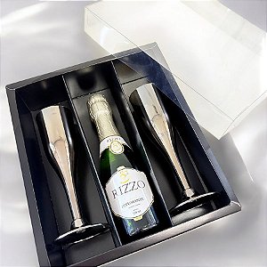 Caixa Mini Champanhe e Taça (22,5cm x 19cm x 6,2cm) Preto - 5 unidades - ASSK - Rizzo