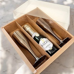 Caixa Mini Champanhe e Taça (22,5cm x 19cm x 6,2cm) Kraft - 5 unidades - ASSK - Rizzo