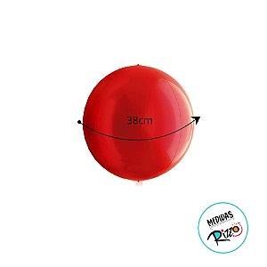 Balão de Festa Metalizado 15'' 38cm - Esphera Vermelho Redondo - 1 unidade - Cromus - Rizzo