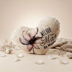 Almofada Coração de Pelúcia - Melhor Mãe Do Mundo - 28x20cm - 1 unidade - Rizzo