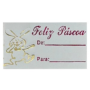 Etiqueta De Páscoa - De/Para - Coelho Dourado e Escrita Rosa - 2cm - 100 unidades - Rizzo