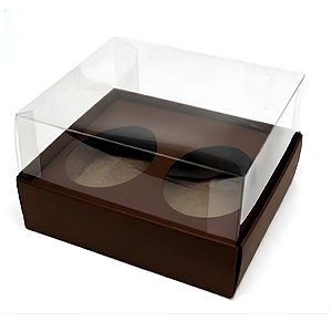 Caixa para 2 Meio Ovos de 50g - Marrom - 11x12,7x7,5cm - 5unidades - Assk - Páscoa Rizzo Embalagens