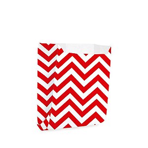 Saquinho de Papel para Mini Pizza e Hambúrguer M 10x10,5x4cm - Missoni Vermelho - 50 unidades - Cromus - Rizzo Festas
