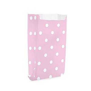 Saquinho de Papel para Pipoca e Hot Dog G  14x8x4cm - Poá Rosa Bebê - 50 unidades - Cromus - Rizzo Festas