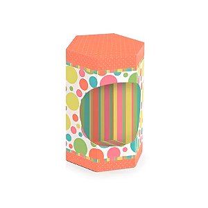 Caixa Sextavada para Ovos de 100g a 150g 8x10x7cm Coral - 10 unidades - Cromus - Rizzo