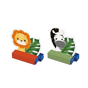 Caixa Bis - Festa Safari 2 - Zebra e Leão - 08 unidades - Cromus - Rizzo Festas