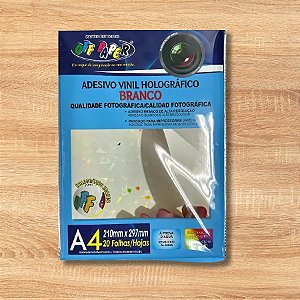 Adesivo Vinil Holográfico Branco A4 - 20 unidades - Rizzo