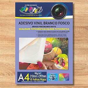 Adesivo Vinil Branco Fosco A4 90g - 10 unidades - Rizzo