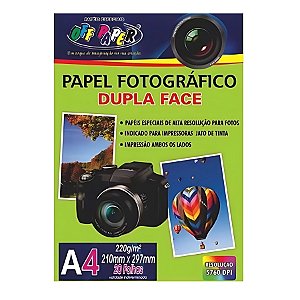 Papel Fotográfico Dupla Face A4 220g - 20 unidades - Rizzo