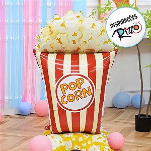 Balão de Festa Metalizado Com Base 44" 113cm - Pipoca - 1 unidade - Rizzo - Rizzo