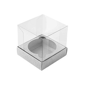 Caixa Mini Bolo M (7cm x 7cm x 7cm) Prata Texturizada - 5 unidades - Assk - Rizzo