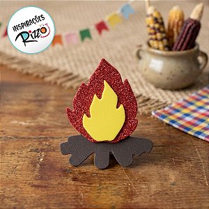 Aplique de Eva - Fogueira Glitter - Festa Junina - 5,2x4cm - 10 unidades - Rizzo
